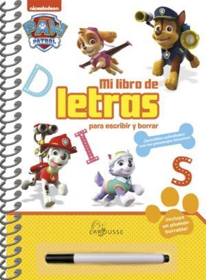 PAW PATROL MI LIBRO DE LETRAS PARA ESCRIBIR Y BORRAR